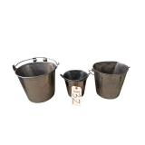 3 STAINLESS STEEL FLAT BACK FEED/WATER BUCKETS