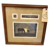 TRIPTYCH OF JOSEPH M. GETSINGER FRAMED AND SIGNED PRINTS: “FIRST MOON” #92/300, “MOONLIGHT” #102/300, “LUNA” #85/300 - FRAME APPROX. 16.25” X 16.25” OVERALL