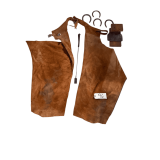 JORGE CANDAVES SIZE L CHAPS, 4 HORSESHOES, CROP, BOOT JACK