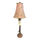 BUFFET STYLE ELECTRIC LAMP W/ MARBLE ON BASE - APPROX. 34” TALL