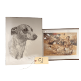 2 12” X 16” WHIPPET PRINTS: 1 BY MIKE T. SIBLEY, 1 BY MICK COWSTON