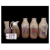HOMESTEAD CREAMERIES MILK JARS, SYRUP DISPENSER, CRUET