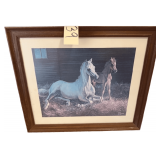 2 HORSES PRINT BY MARY HAGGARD 1983 SIGNED PRINT #16/500 APPROX. 27” X 23.75” OVERALL