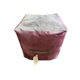 PINK PATCHWORK-STYLE POUF/OTTOMAN