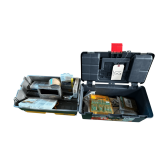 PLANO TACKLE BOX CARRIER W/ CONTENTS, TUFF-STUFF PLASTIC TOOLBOX W/ CONTENTS