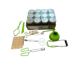 12 MAINSTAYS 1-PINT CANNING JARS W/ TONGS AND ACCESSORIES