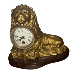 VINTAGE BRASS FRENCH-STYLE LION CLOCK; WIND-UP; NO KEY