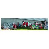 LARGE CHRISTMAS LOT TO INCLUDE WOODEN AND METAL-MESH DECOR AND VINTAGE BLOW-MOLD "NOEL" LIGHTS