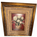 LARGE VINTAGE CHRYSANTHEMUM PRINT IN ORNATE FRAME, APPROX. 3 FT. X 4 FT.