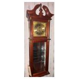 HANGING WALL CLOCK WITH GLASS SHELVES IN LOWER SECTION