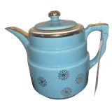 VINTAGE HALL BLUE COFFEE POT WITH GOLD TRIM, IN GOOD CONDITION