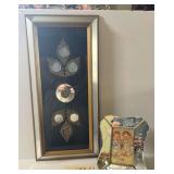 DECORATIVE WALL MIRROR WITH DAMAGE TO LOWER EDGE; MIRRORED FRAME WITH CARD OR PRINT THAT APPEARS TO BE ANTIQUE, READING “YOU ARE FOOLIN