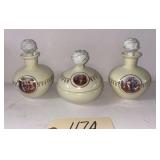 VINTAGE 3-PIECE DRESSER PERFUME AND POWDER SET WITH “GERMANY” MARK IN GREEN
