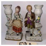 PAIR OF LARGE VINTAGE COLONIAL-FIGURE CANDLEHOLDERS, APPROX. 8" TALL
