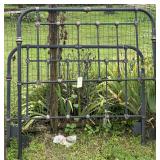 FULL SIZE IRON BED FRAME AS-FOUND, WEATHERED/SHOWING RUST