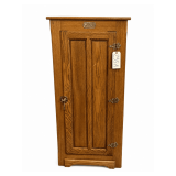 VINTAGE OAK ICEBOX, APPROX. 49 1/4" X 23 1/4" X 15 1/2"