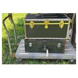2 FOOTLOCKERS AND ROLLING CART; PREVIOUSLY STORED OUTDOORS - AS FOUND