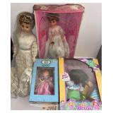 LARGE CABBAGE PATCH KIDS “BIRTHDAY KIDS” DOLL IN BOX; COTTONTALE COLLECTION FIBER-OPTIC ANGEL; EUGENE DOLL CO. “YOUR DREAM BRIDE” IN BOX, APPROX. 19" TALL; OTHER BRIDE DOLL, APPROX. 28" TALL
