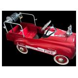 PRESSED-STEEL BURNS NOVELTY & TOY CO. "JET FLOW DRIVE" FIRE DEPARTMENT PEDAL CAR, MODEL NO. 287