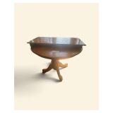 OAK PEDESTAL TABLE WITH 2 LEAVES, READY FOR RESTORATION, APPROX. 42" DIAMETER