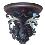 LARGE VINTAGE ORNATELY CARVED SHELF WITH WHAT APPEAR TO BE STAG ANTLERS, APPROX. 20" TALL X 17" WIDE