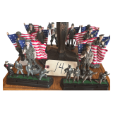 SETS OF PATRIOTIC MILITARY FIGURINES WITH COMPOSITE LARGER FIGURES AND SMALLER FIGURES THAT APPEAR TO BE METAL IN PLASTIC BASES