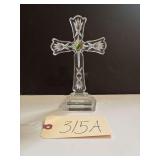 WATERFORD CRYSTAL CROSS WITH ORIGINAL PAPER LABEL, A LITTLE OVER 8" TALL