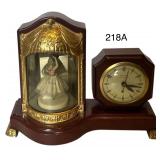 VINTAGE ART DECO-STYLE BALLERINA CLOCK WITH GOLD TRIM, IN GOOD CONDITION, UNTESTED