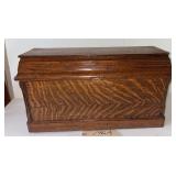 ANTIQUE TIGER OAK TRUNK WITH LION