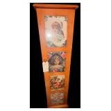 VINTAGE CABINET WITH VICTORIAN GIRL INSERTS, 13" WIDE X A LITTLE OVER 4 FT. TALL X APPROX. 8" DEEP