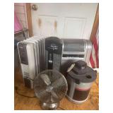 DELONGHI RADIANT HEATER, IONIC PRO AIR PURIFIER, CERAMIC-ELEMENT HEATER, 1.0 SHOP VAC, HOME ESSENTIALS FAN, SMALL AIR UNIT, AND 3-GALLON SHOP VAC AS-IS (CORD CUT)