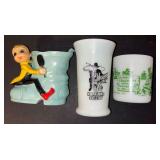 ASSORTED VINTAGE PIECES: JAPANESE HAND-PAINTED CREAMER AND SUGAR, SMALL OCCUPIED JAPAN VASE, NORITAKE DOUBLE-HANDLE TRAY, NORITAKE PLATE, SMALL HAND-PAINTED PIECE, 2 MADE-IN-CHINA MINIATURE TEAPOTS, A
