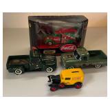 COCA-COLA MATCHBOX DELIVERY TRUCK, BOX AS-IS; CAMO COMMANDER AND CLASS A CRUISER “DRIVEN TO VICTORY” NUMBERED COLLECTOR CARS; 1932 DIE-CAST CHEVROLET DELIVERY TRUCK