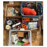 5 BOX LOTS TO INCLUDE LIGHT BULBS, ASSORTED SUNDRIES, FRAMES, ETC.