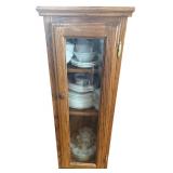 SMALL OAK DISPLAY CABINET; CONTENTS NOT INCLUDED