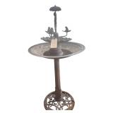 BIRD BATH WITH ELECTRIC FOUNTAIN, UNTESTED, WITH BASE THAT APPEARS TO BE CAST IRON; APPROX. 4 FT. TALL OVERALL