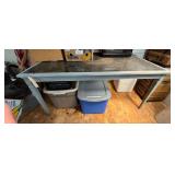 OUTDOOR GLASS-TOP TABLE WITH CENTRAL UMBRELLA HOLE