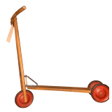 ANTIQUE/VINTAGE WOODEN FOLDING SCOOTER WITH METAL WHEELS, MADE BY “ROLLER”