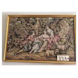 VINTAGE TAPESTRY IN GOLD-TONE FRAME, APPROX. 20" X 30"; MATCHES LOT 84A