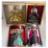 4 COLLECTOR BARBIE DOLLS: 3 HOLIDAY BARBIES (1995, 1998, 2006) AND SPECIAL YEAR 2000 MILLENNIUM BARBIE