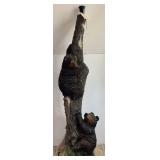 TALL FLOOR LAMP WITH 2 FIGURAL BEARS CLIMBING TREE; APPEARS TO BE COMPOSITE; APPROX. 50" TALL EXCLUDING BULB