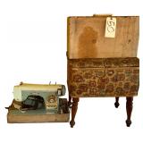 VINTAGE PREMIER SEW-MOR SEWING MACHINE AS-FOUND W/ PATTERNS, MATERIALS, THREAD, AND OTHER SEWING NOTIONS