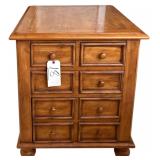 WOODEN 8-DRAWER APOTHECARY STYLE SIDE TABLE - APPROX. 28" TALL X 24.5" WIDE X 28" DEEP - MATCHES LOT #71