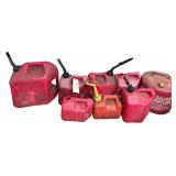 8 ASSORTED GASOLINE CANS TO INCLUDE 1 VINTAGE METAL GALVANIZED