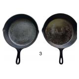 2 CAST IRON SKILLETS: 1 LODGE USA 8 SK, 1 OTHER MARKED 8