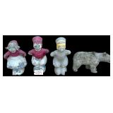 3 PAINTED CONCRETE FIGURES, CONCRETE BEAR STATUARY