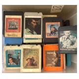 BOX OF VINTAGE ASSORTED 8 TRACK TAPES TO INCLUDE: ELVIS PRESLEY, JERRY LEE LEWIS, WILLIE NELSON, CHUCK BERRY, AND MORE