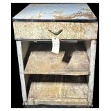 METAL TABLE W/ PORCELAIN TOP, METAL 6-DRAWER TOOL BOX
