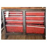 RED METAL 9-DRAWER TOOL CABINET - APPROX. 32.25" TALL X 43.75" WIDE X 17.75" DEEP