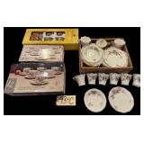 BAUM BROTHERS FORMALITIES DEMITASSE COLLECTION 6-CUP-AND-SAUCER SET, LYNNS MELODY 6-CUP-AND-SAUCER SET, SET OF 11 FLORAL DESSERT PLATES & 11 FLORAL SAUCERS W/ 9 MATCHING CUPS, LYNNS VICTORIAN ROSE 6-C